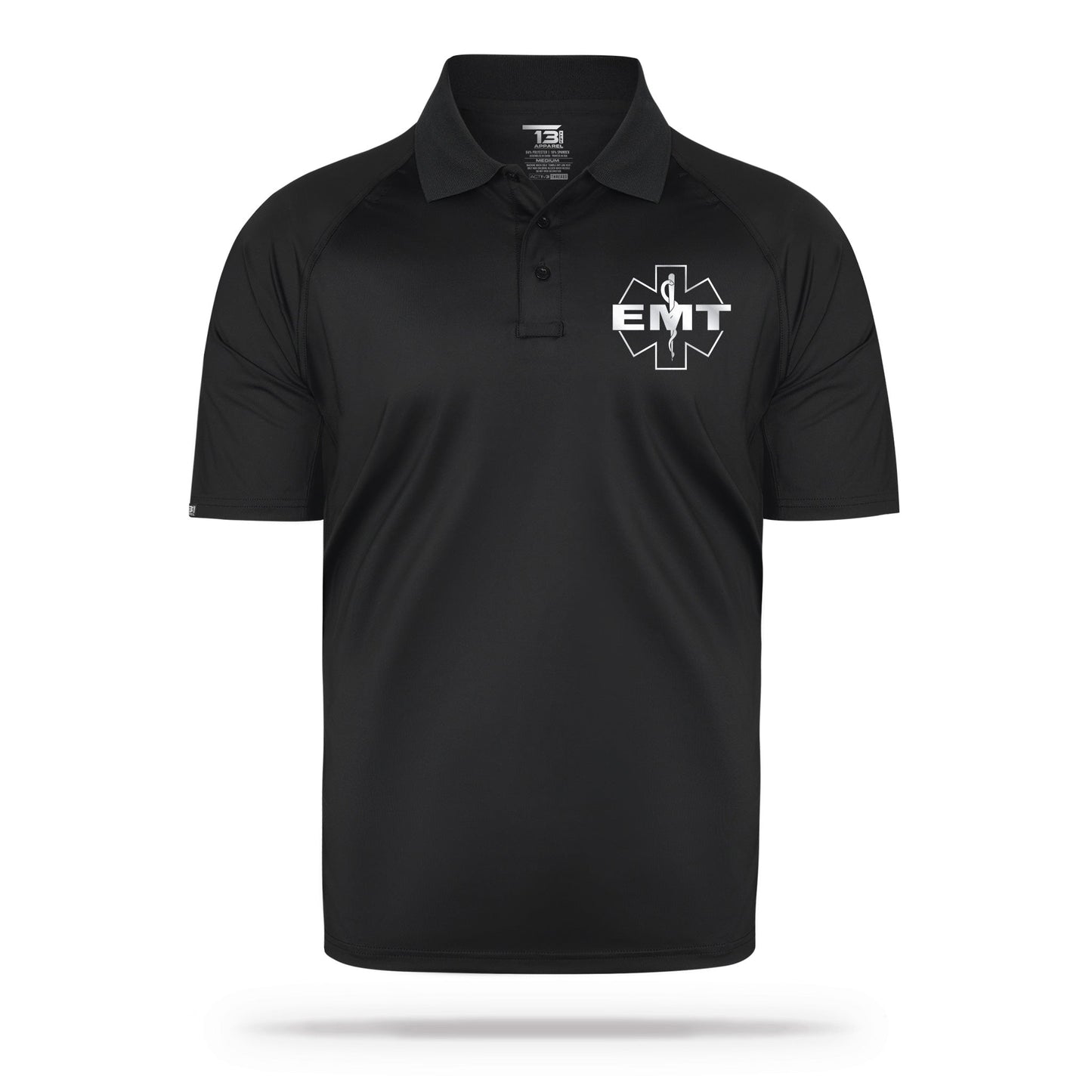 [EMT] Reflective Men's Performance Polo [BLK/REF]-13 Fifty Apparel