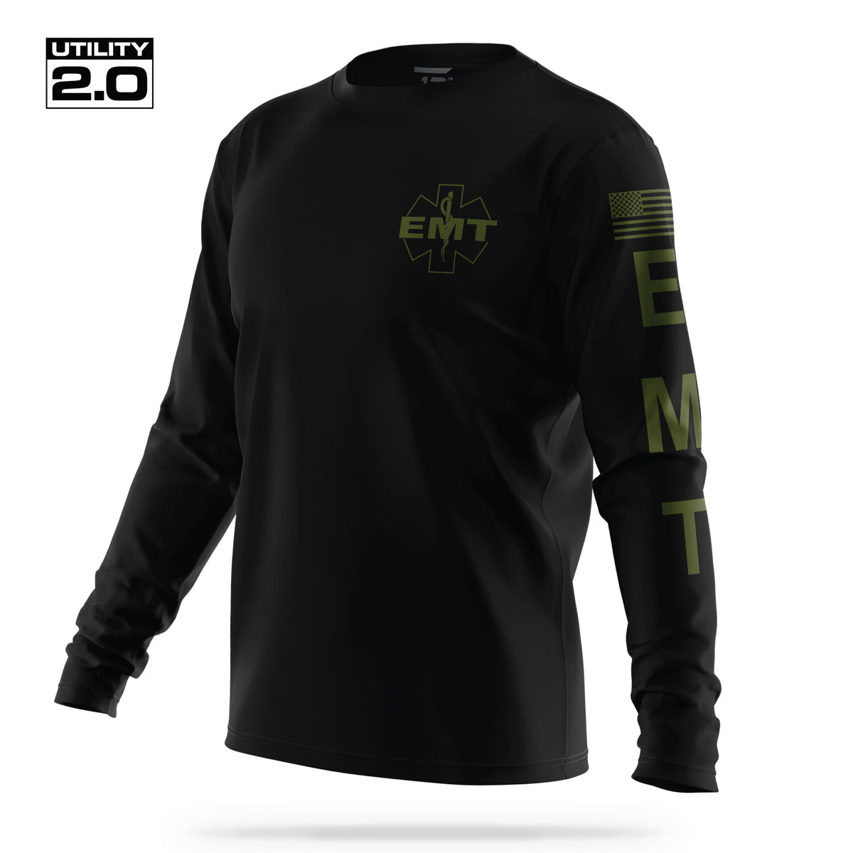 [EMT-TACTICAL] Men's Utility 2.0 Long Sleeve [BLK/GRN]-13 Fifty Apparel