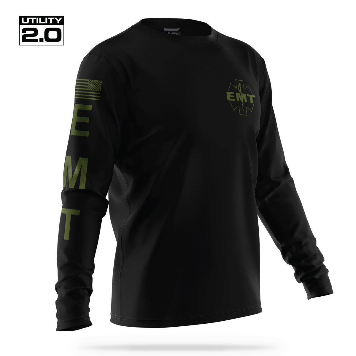 [EMT-TACTICAL] Men's Utility 2.0 Long Sleeve [BLK/GRN]-13 Fifty Apparel