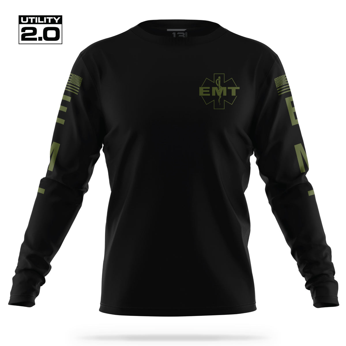 [EMT-TACTICAL] Men's Utility 2.0 Long Sleeve [BLK/GRN]-13 Fifty Apparel