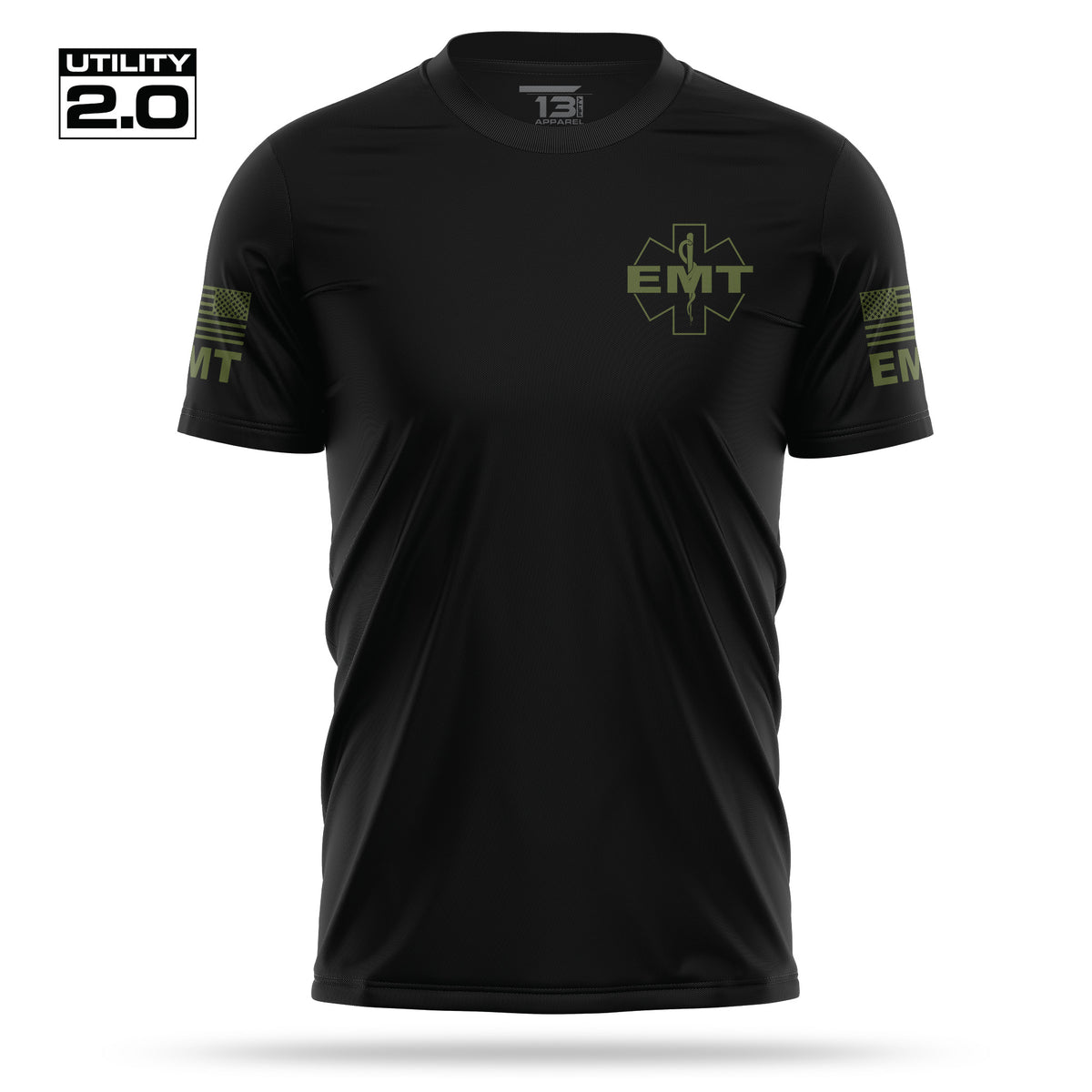 [EMT-TACTICAL] Men's Utility 2.0 Short Sleeve [BLK/GRN]-13 Fifty Apparel