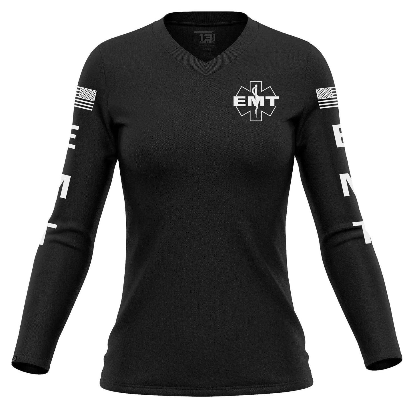 [EMT] Women's Performance Long Sleeve [BLK/WHT]-13 Fifty Apparel