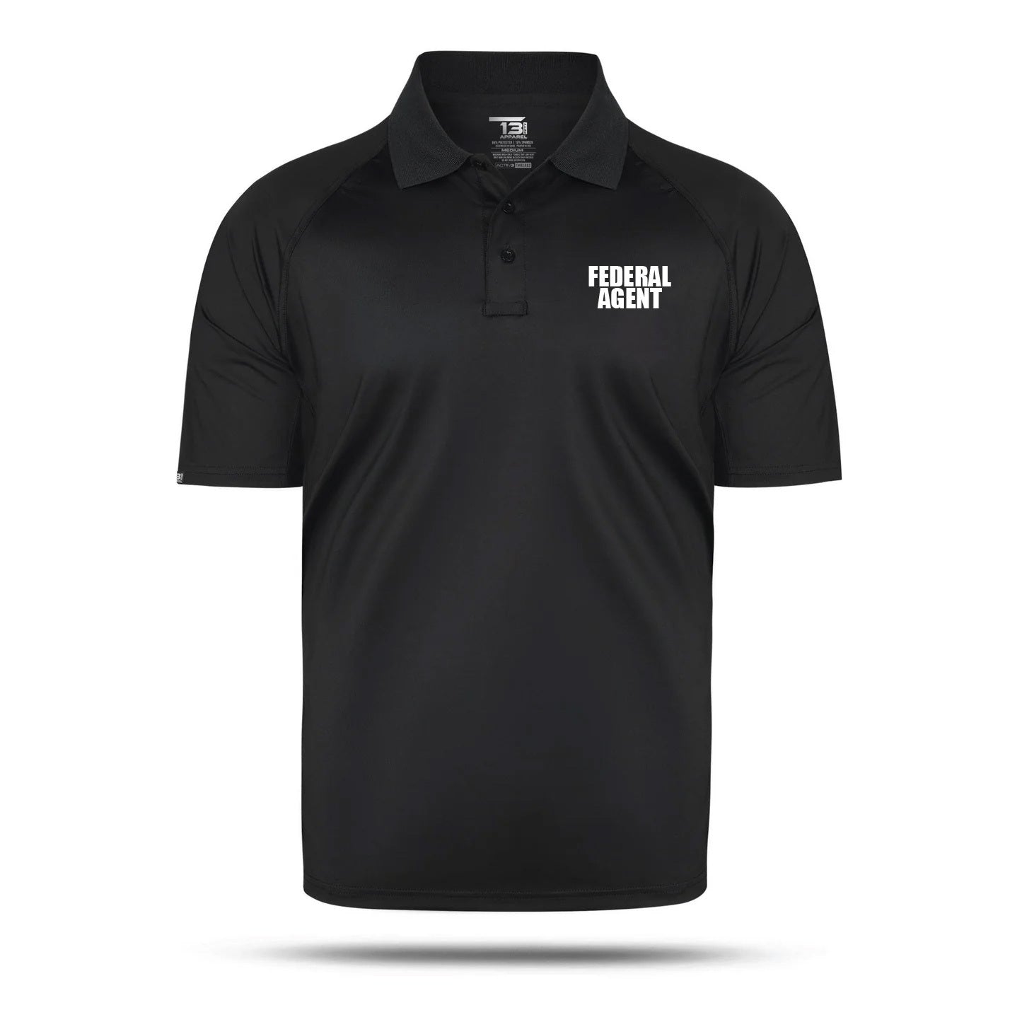 [FEDERAL AGENT] Men's Performance Polo [BLK/WHT] 13 Fifty Apparel 