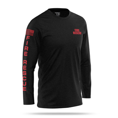 [FIRE RESCUE] 100% Cotton Long Sleeve [BLK/RED]-13 Fifty Apparel