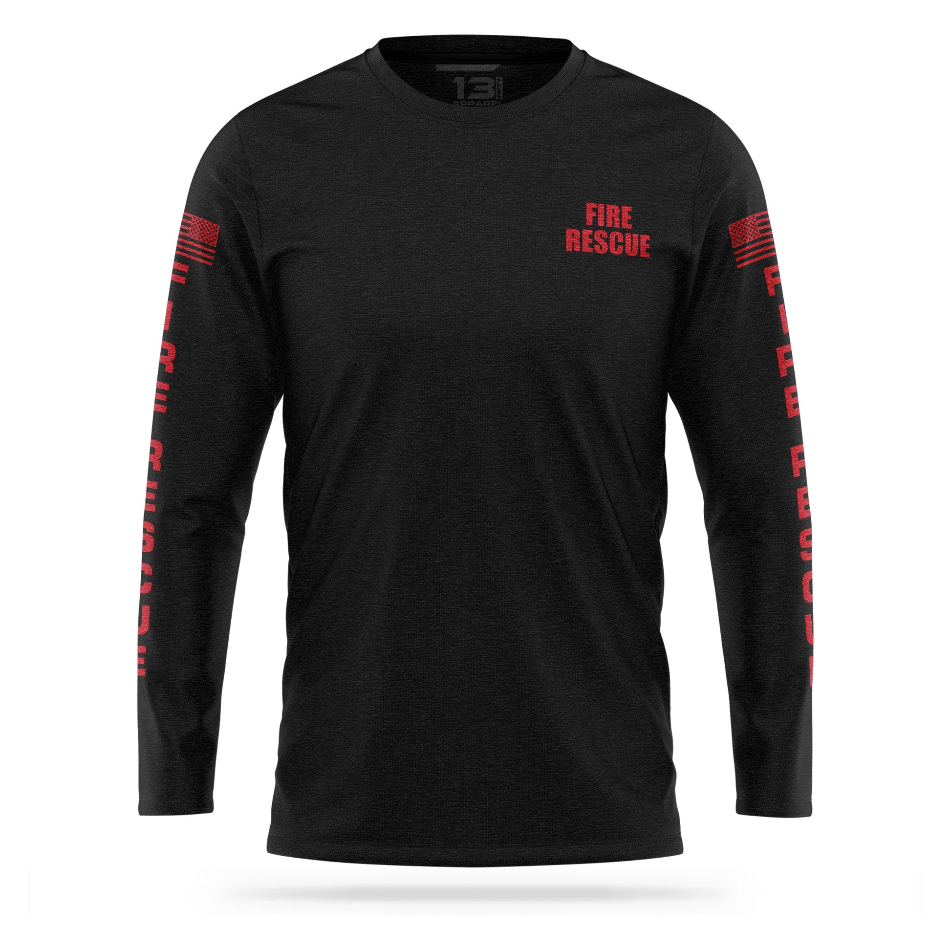[FIRE RESCUE] 100% Cotton Long Sleeve [BLK/RED]-13 Fifty Apparel