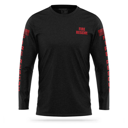 [FIRE RESCUE] 100% Cotton Long Sleeve [BLK/RED]-13 Fifty Apparel