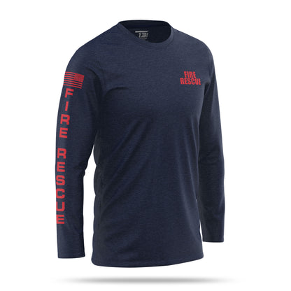 [FIRE RESCUE] 100% Cotton Long Sleeve [NVY/RED]﻿﻿﻿﻿-13 Fifty Apparel