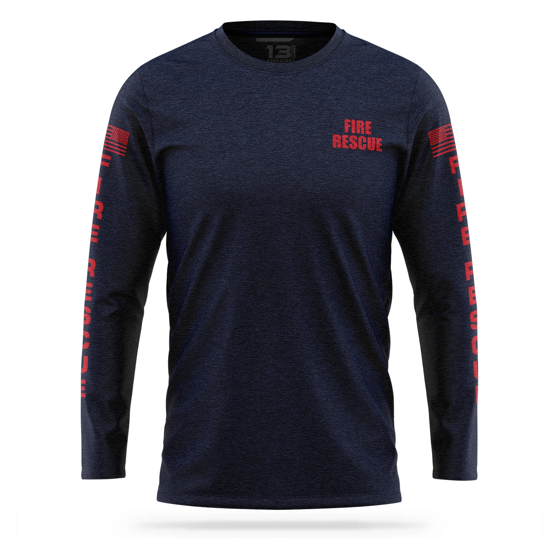 [FIRE RESCUE] 100% Cotton Long Sleeve [NVY/RED]﻿﻿﻿﻿-13 Fifty Apparel