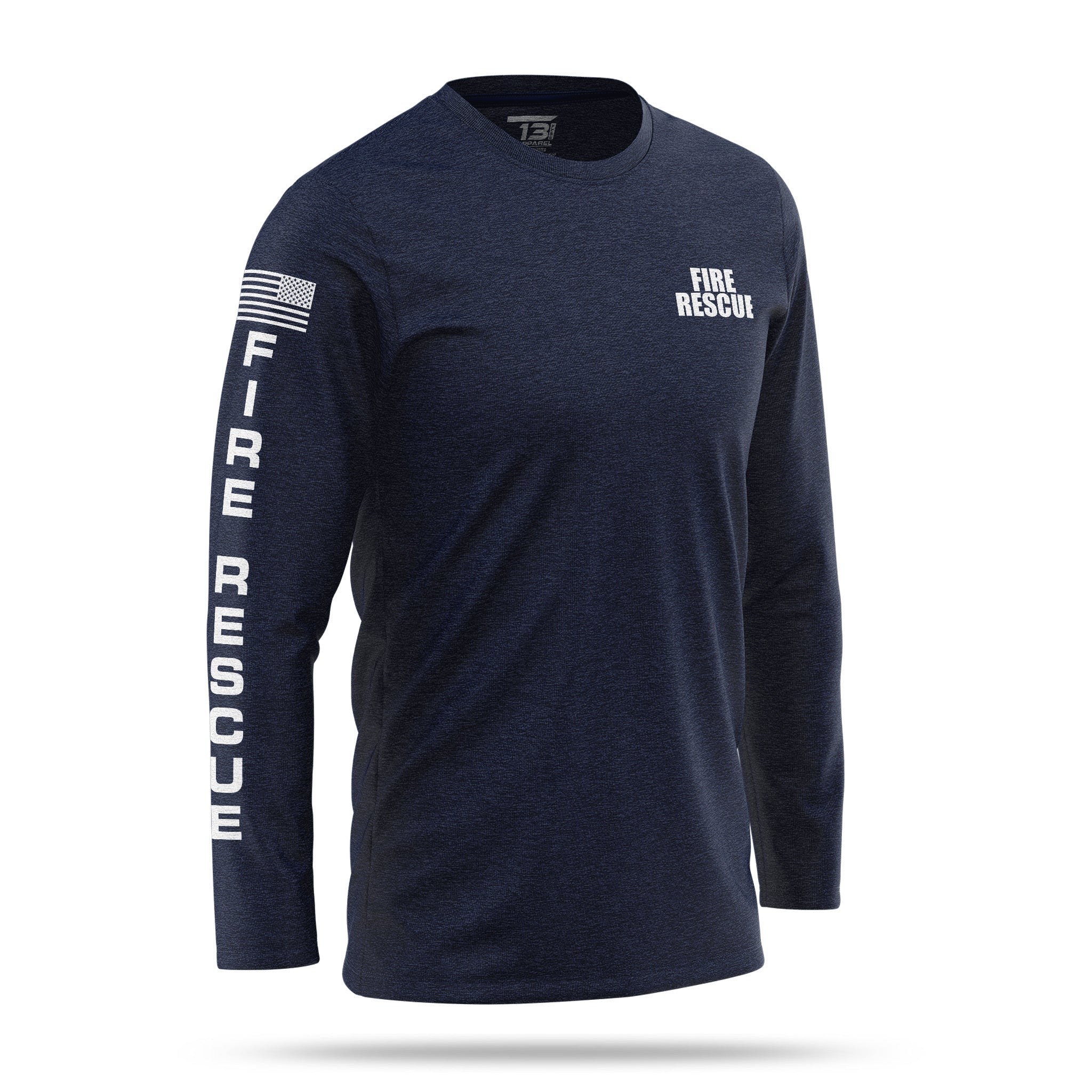 FIRE RESCUE] 100% Cotton Long Sleeve [NVY/WHT] | 13 Fifty Apparel