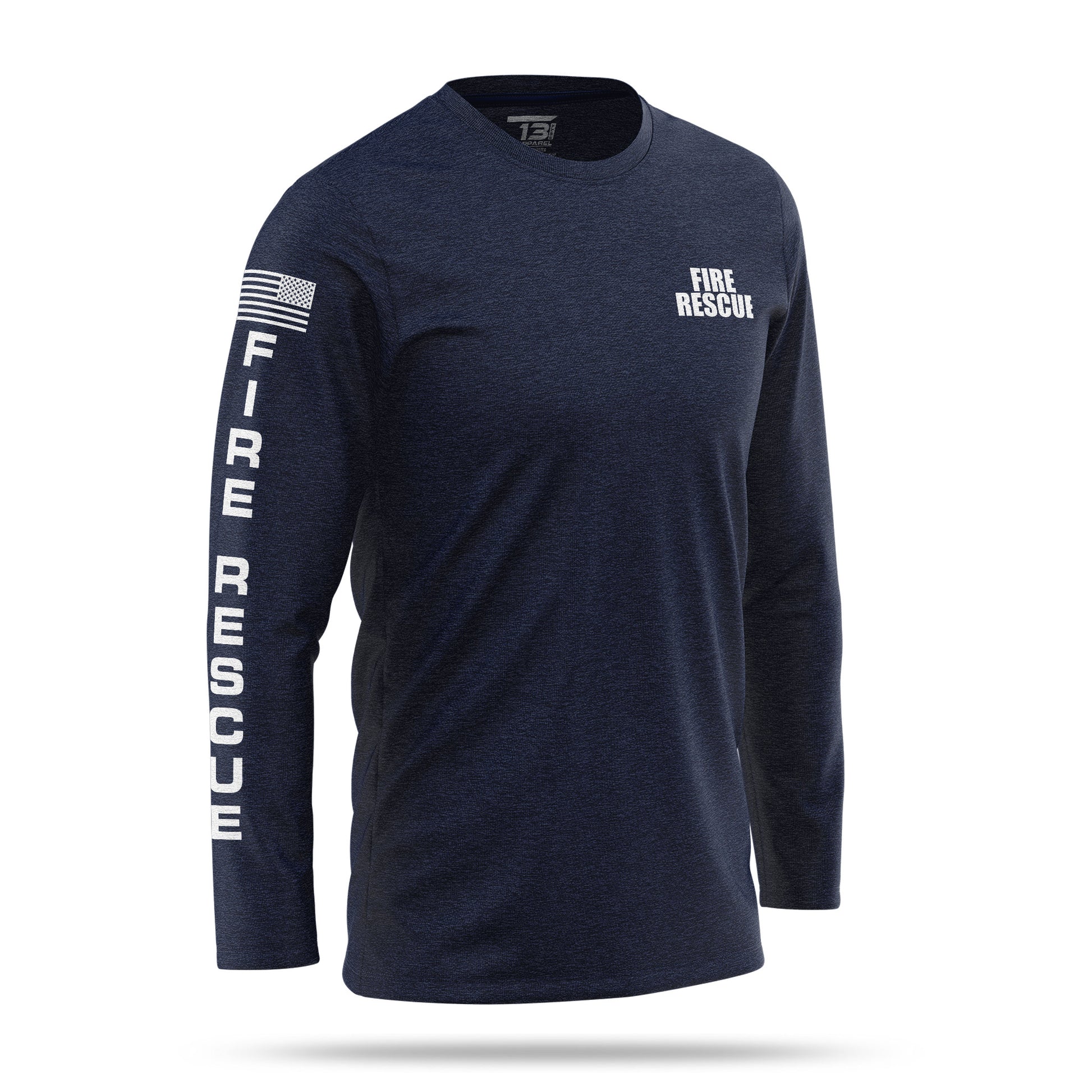 [FIRE RESCUE] 100% Cotton Long Sleeve [NVY/WHT]-13 Fifty Apparel