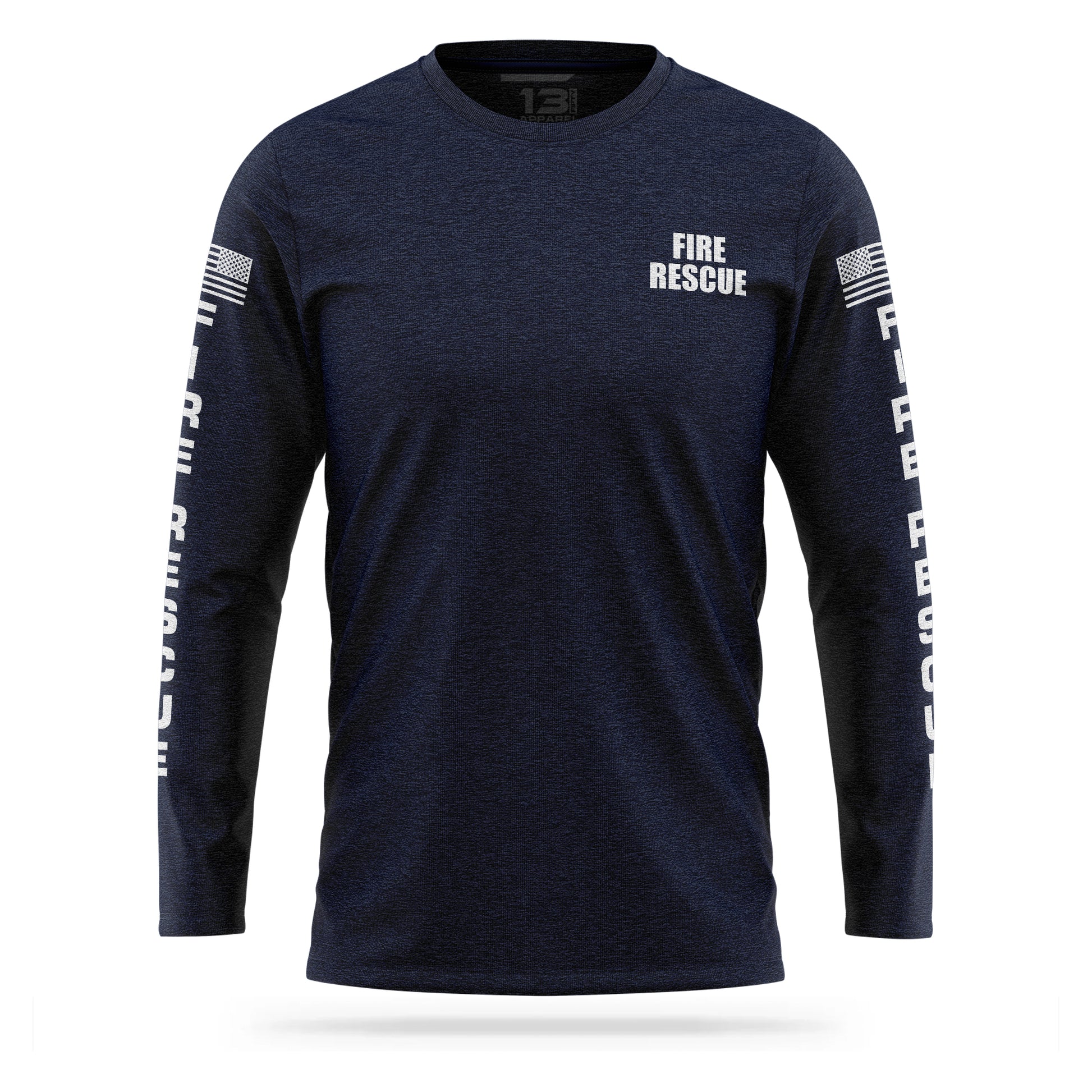 [FIRE RESCUE] 100% Cotton Long Sleeve [NVY/WHT]-13 Fifty Apparel