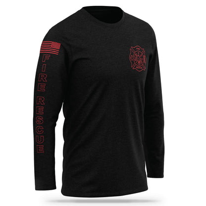 [FIRE RESCUE] Cotton Blend Long Sleeve [BLK/RED]-13 Fifty Apparel