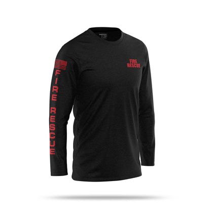 [FIRE RESCUE] Cotton Blend Long Sleeve [BLK/RED]-13 Fifty Apparel