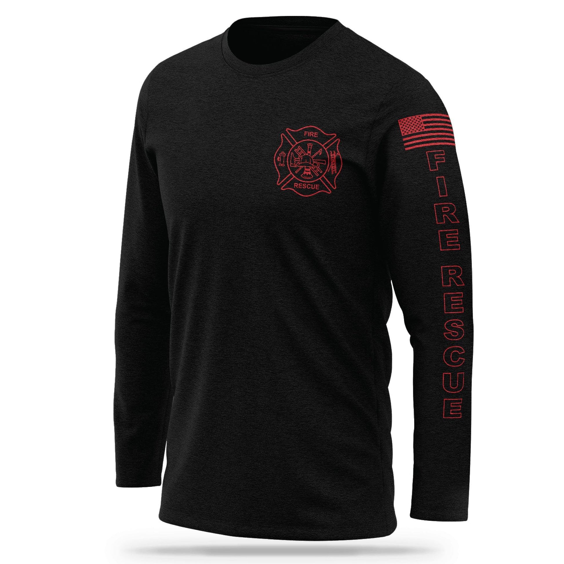 [FIRE RESCUE] Cotton Blend Long Sleeve [BLK/RED]-13 Fifty Apparel