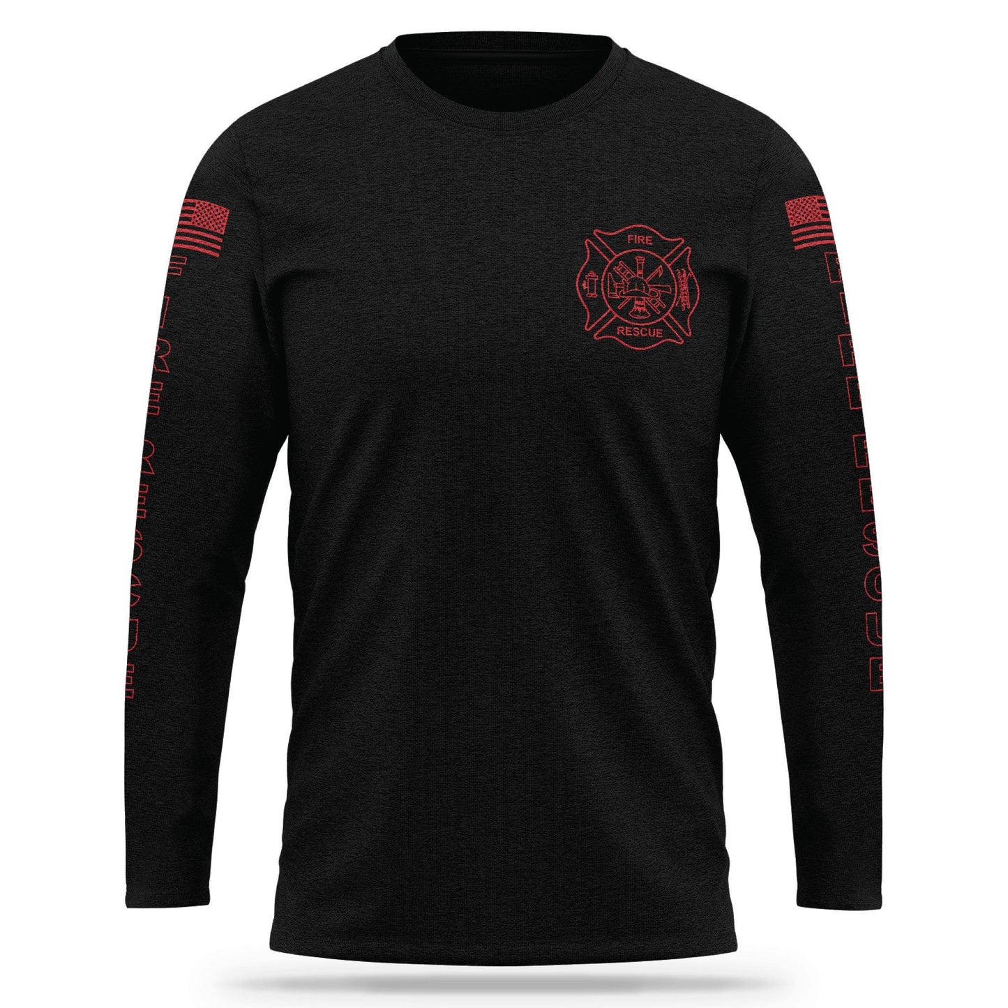 [FIRE RESCUE] Cotton Blend Long Sleeve [BLK/RED]-13 Fifty Apparel