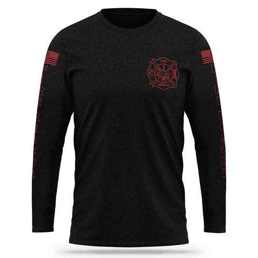 [FIRE RESCUE] Cotton Blend Long Sleeve [BLK/RED]-13 Fifty Apparel