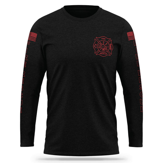 [FIRE RESCUE] Cotton Blend Long Sleeve [BLK/RED]-13 Fifty Apparel