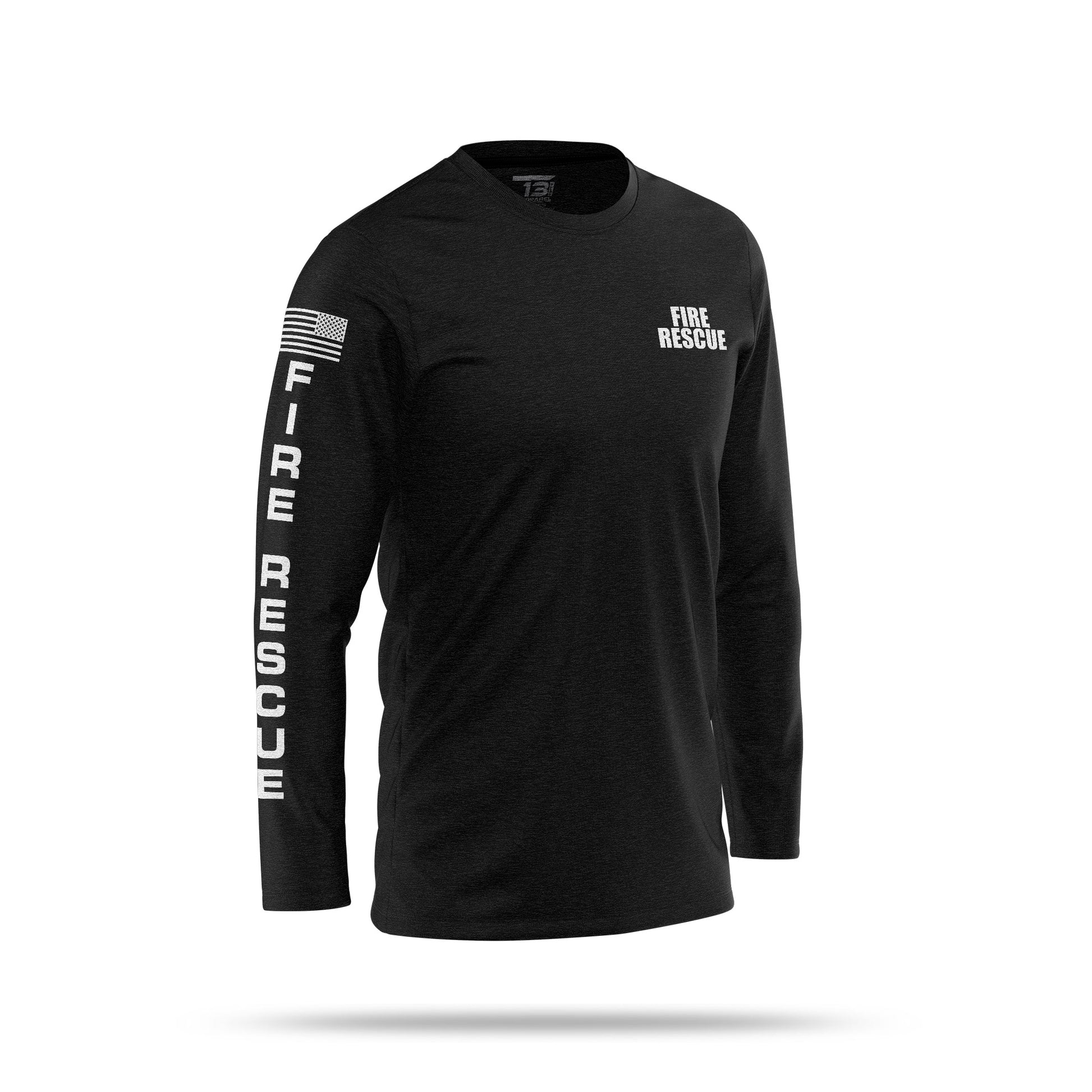 [FIRE RESCUE] Cotton Blend Long Sleeve [BLK/WHT]-13 Fifty Apparel