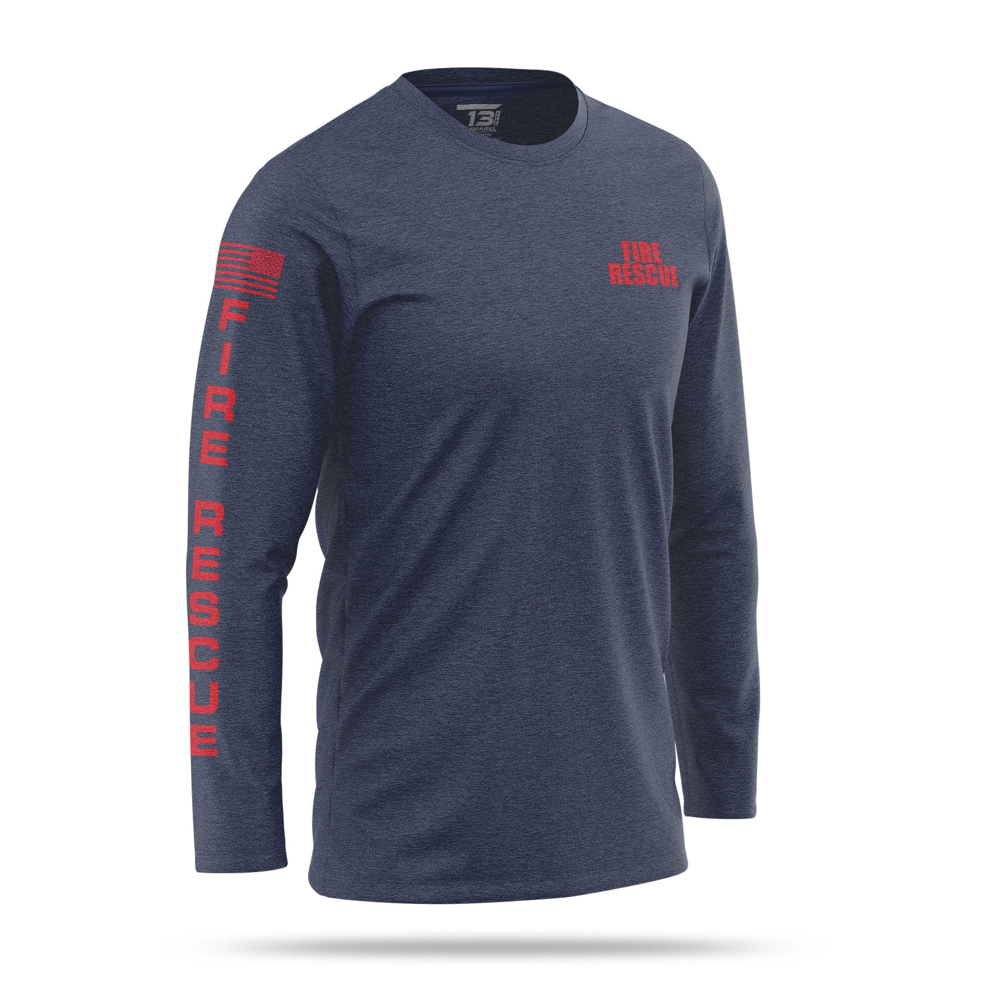 [FIRE RESCUE] Cotton Blend Long Sleeve [NVY/RED]-13 Fifty Apparel