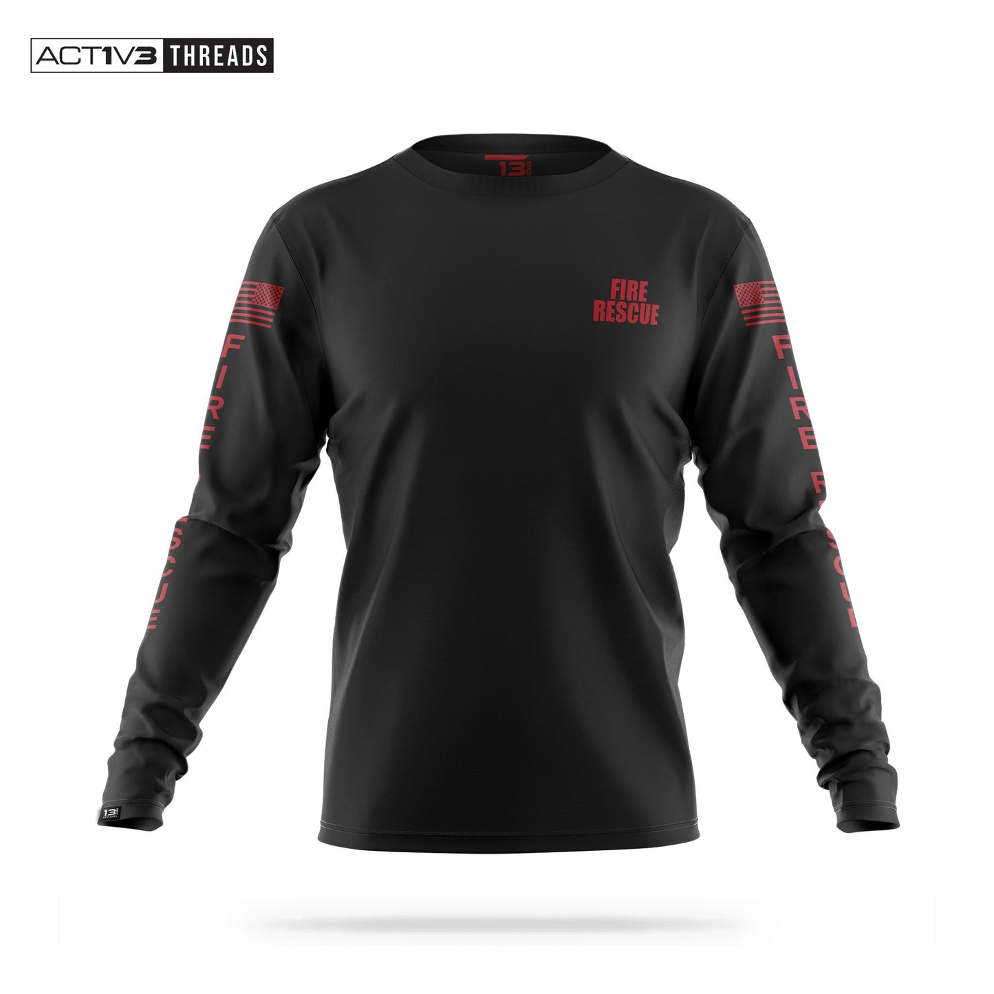[FIRE RESCUE] Men's Performance Long Sleeve [BLK/RED]-13 Fifty Apparel