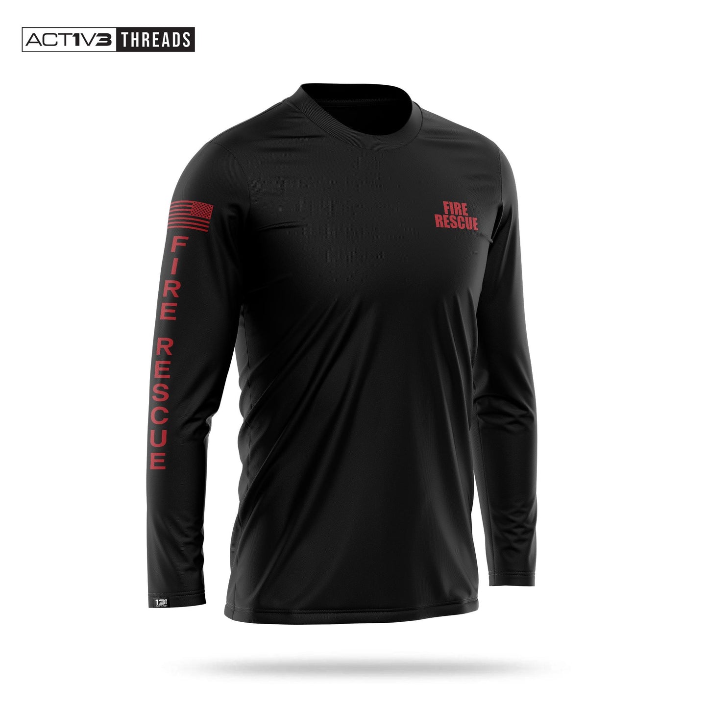 [FIRE RESCUE] Men's Performance Long Sleeve [BLK/RED]-13 Fifty Apparel