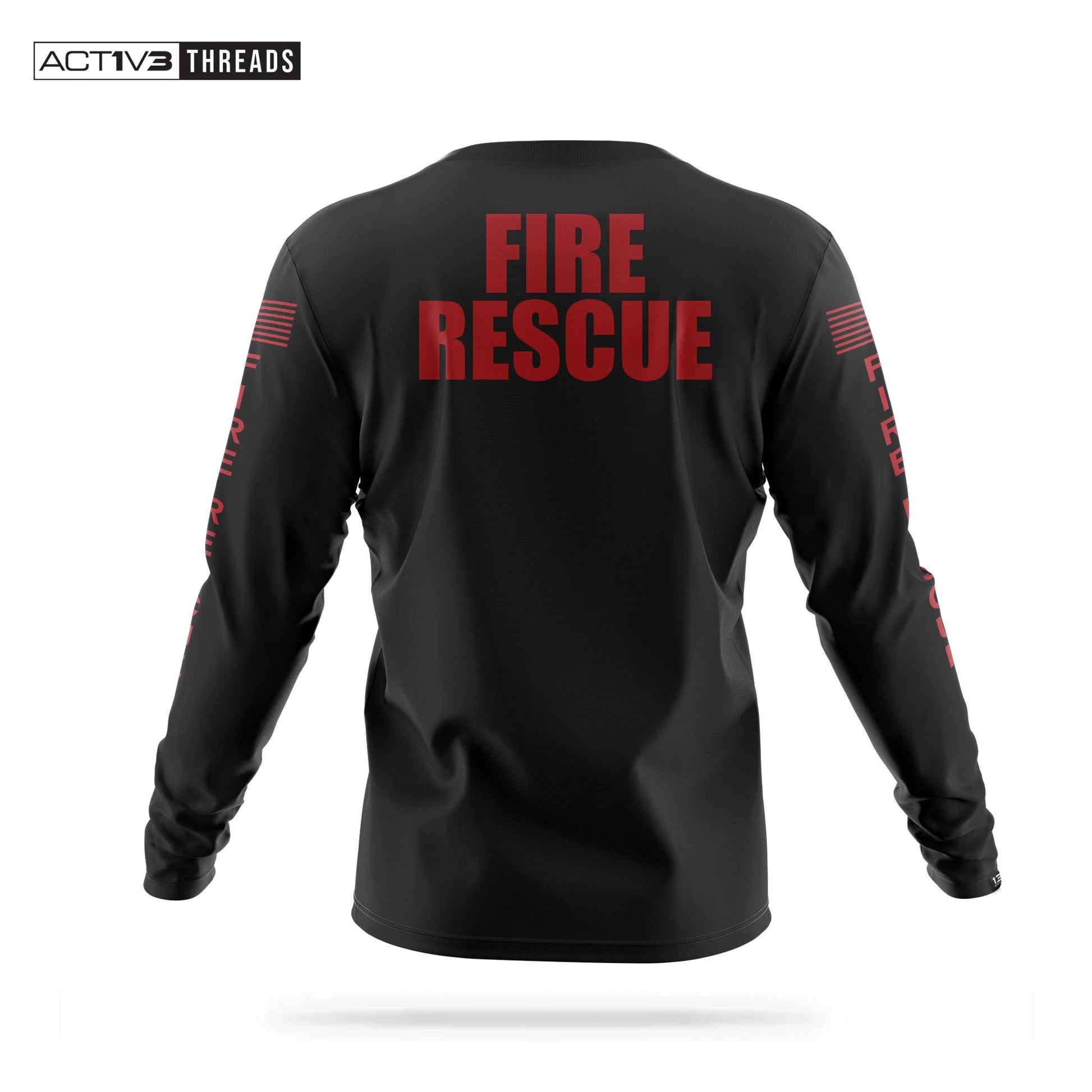 [FIRE RESCUE] Men's Performance Long Sleeve [BLK/RED]-13 Fifty Apparel