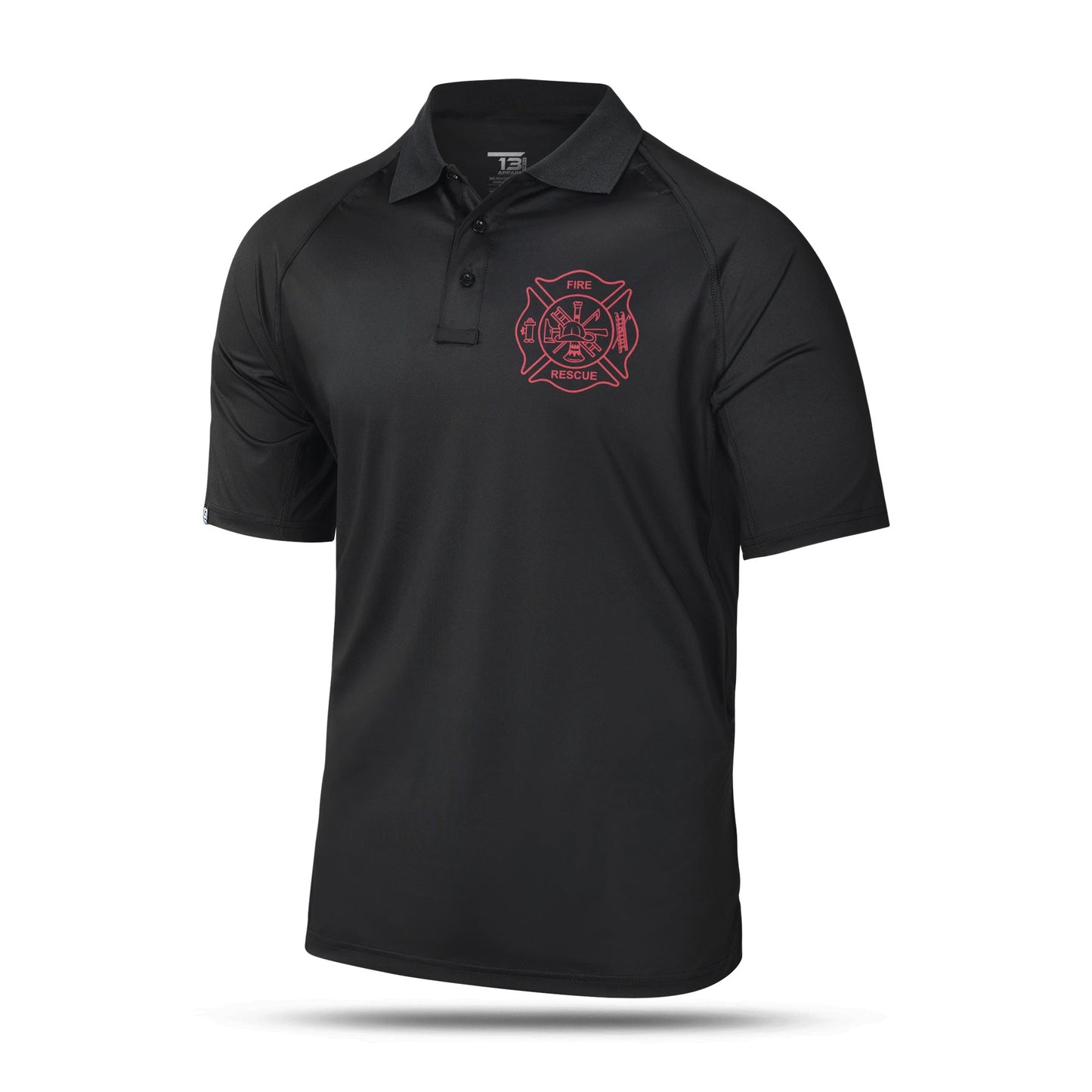 [FIRE RESCUE] Men's Performance Polo [BLK/RED] 13 Fifty Apparel 