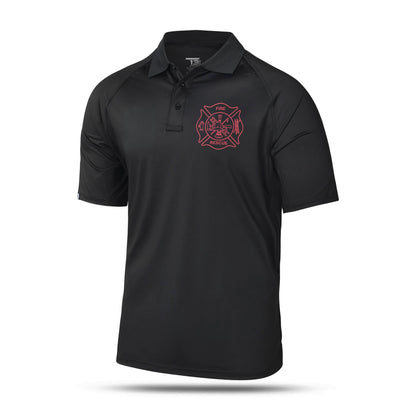 [FIRE RESCUE] Men's Performance Polo [BLK/RED]-13 Fifty Apparel