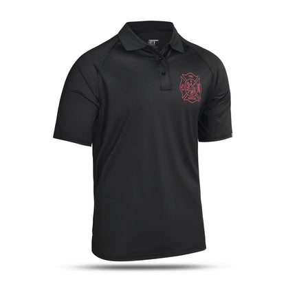 [FIRE RESCUE] Men's Performance Polo [BLK/RED]-13 Fifty Apparel