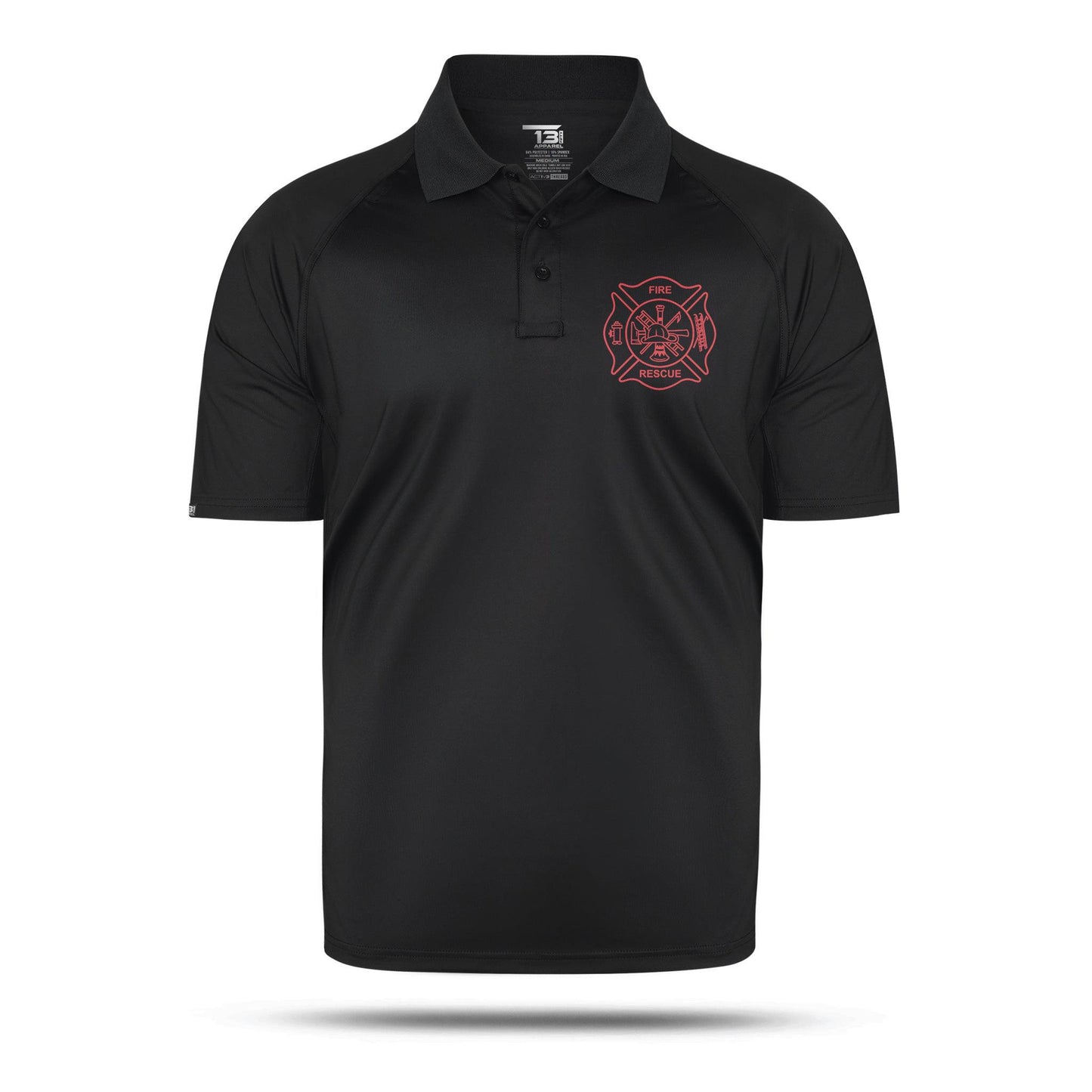 [FIRE RESCUE] Men's Performance Polo [BLK/RED]-13 Fifty Apparel