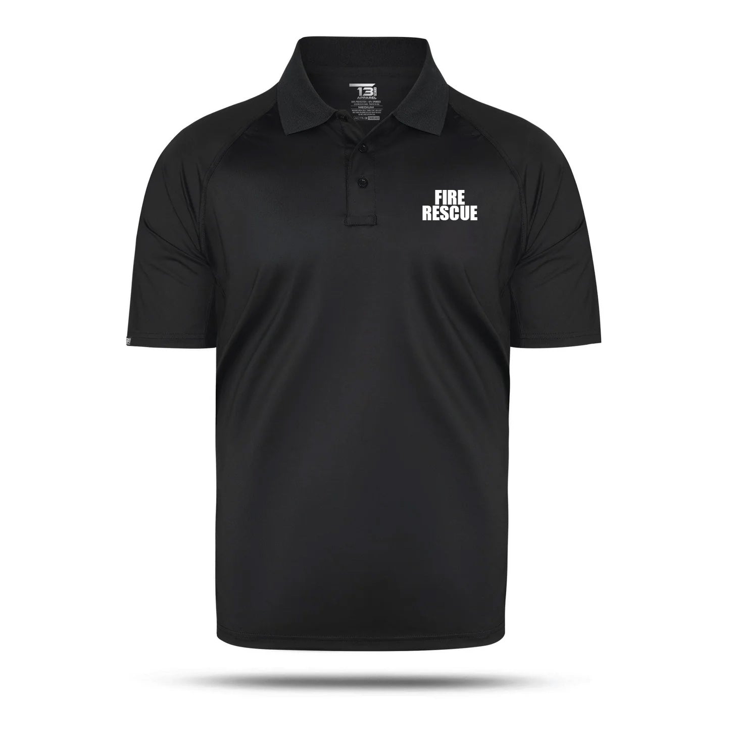 [FIRE RESCUE] Men's Performance Polo [BLK/WHT] 13 Fifty Apparel 