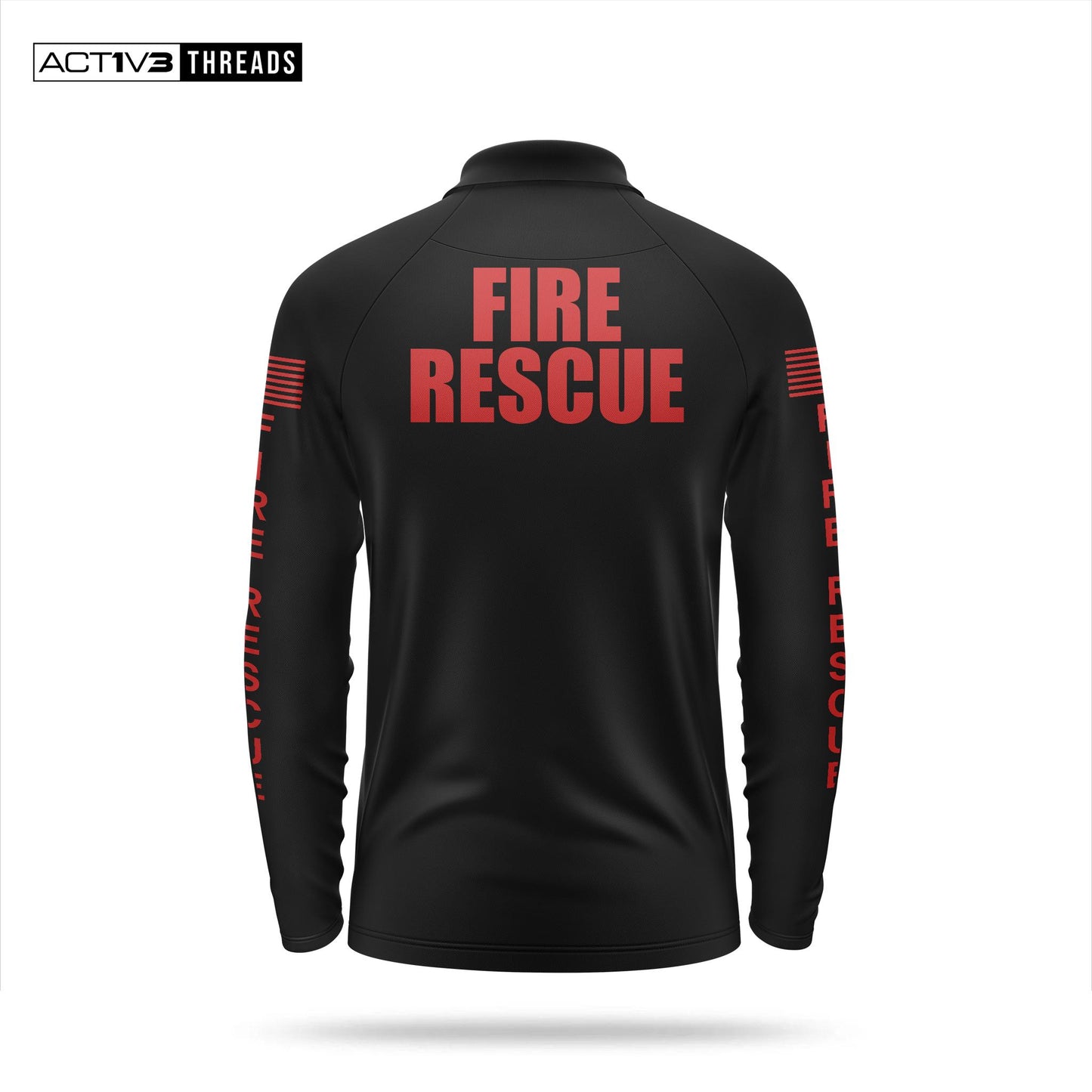 [FIRE RESCUE] Men's Performance Polo Long Sleeve [BLK/RED]-13 Fifty Apparel
