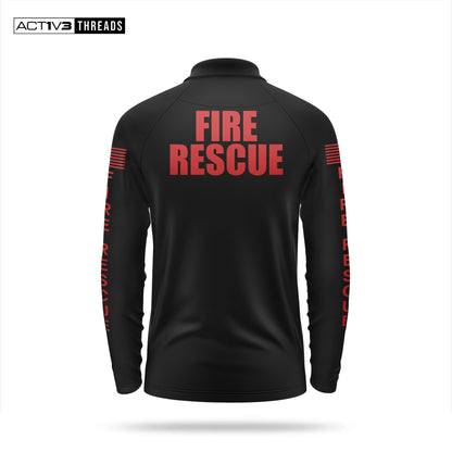 [FIRE RESCUE] Men's Performance Polo Long Sleeve [BLK/RED]-13 Fifty Apparel