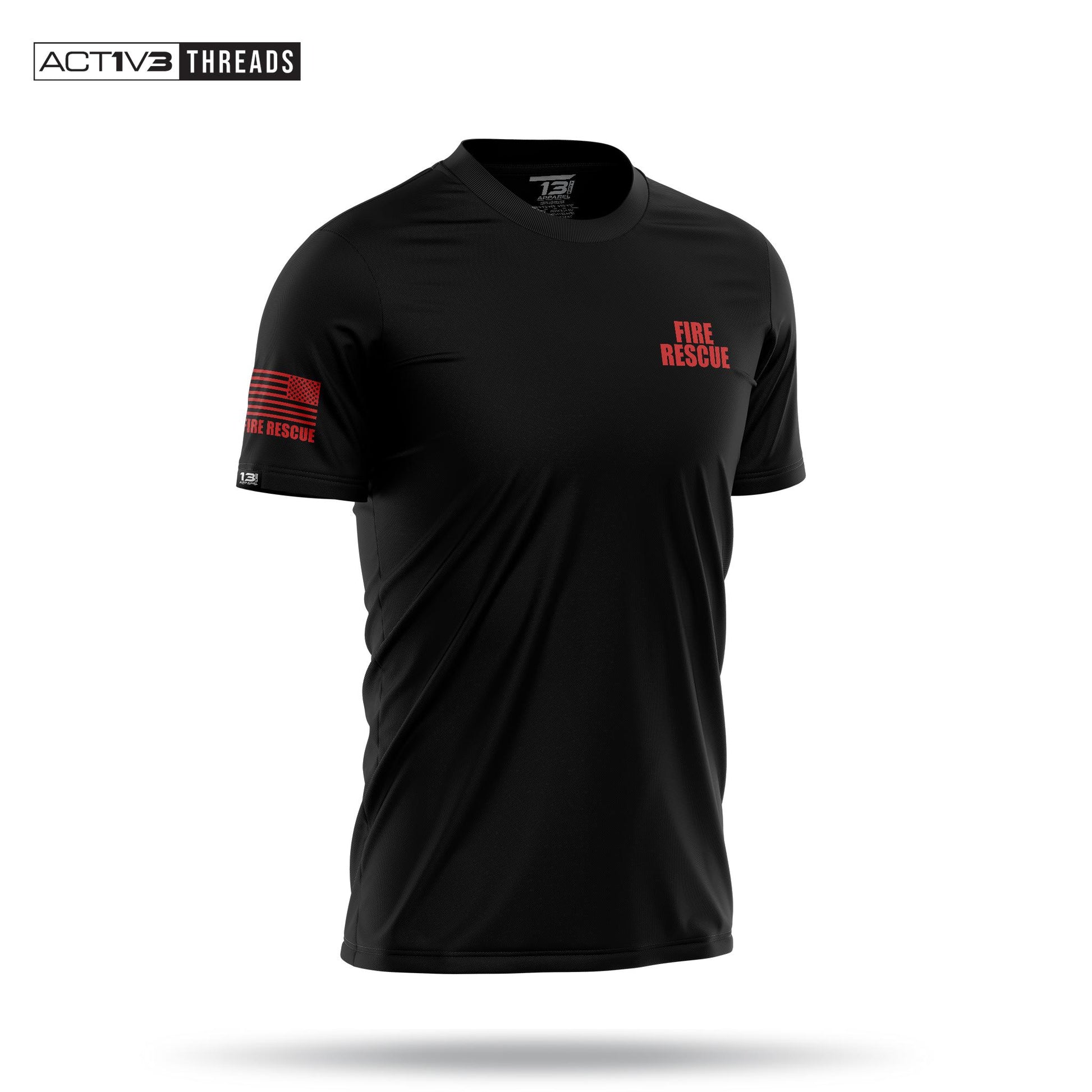 [FIRE RESCUE] Men's Performance Shirt [BLK/RED]-13 Fifty Apparel