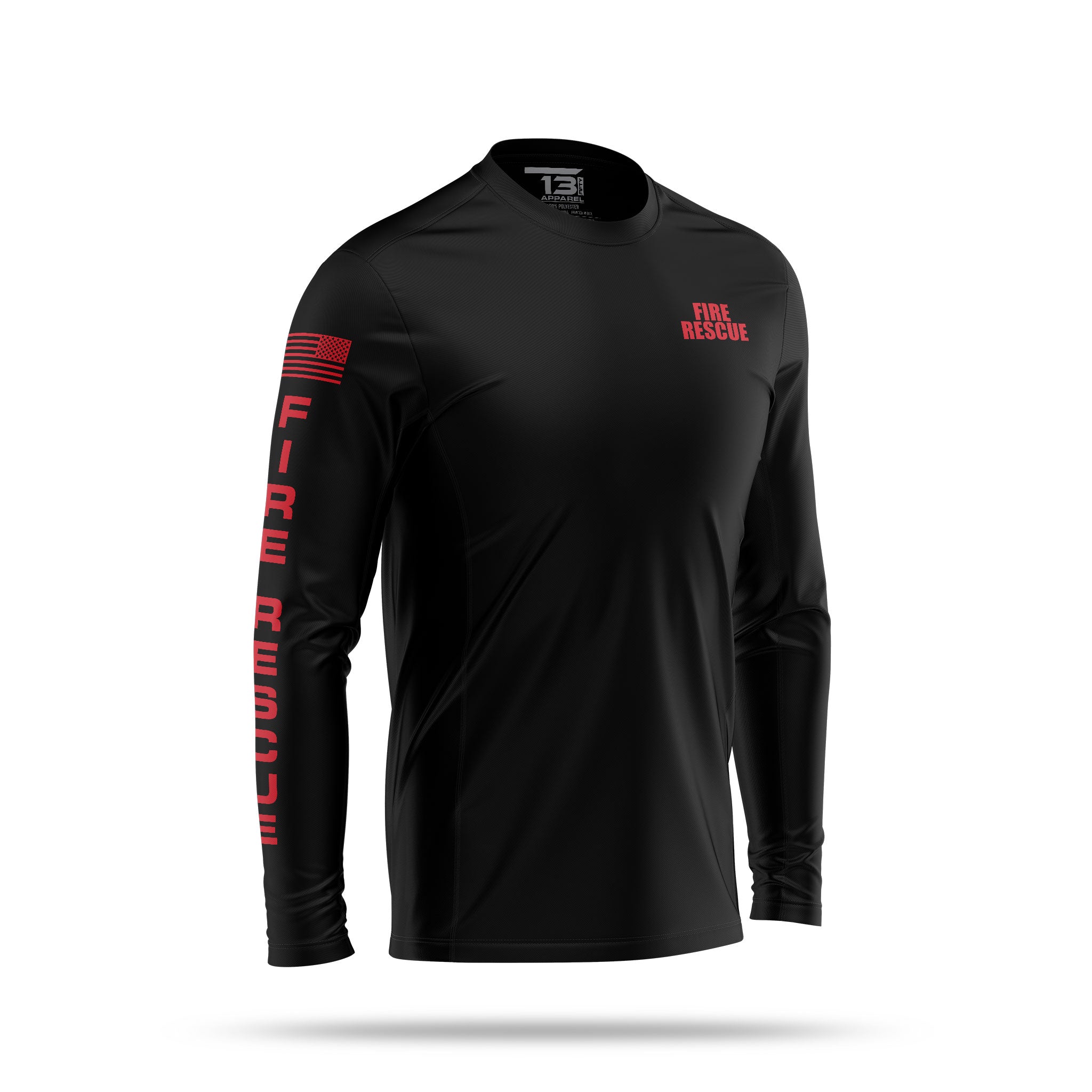 [FIRE RESCUE] Men's Utility Long Sleeve [BLK/RED]-13 Fifty Apparel