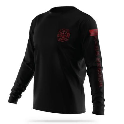 [FIRE RESCUE] Men's Utility Long Sleeve [BLK/RED]-13 Fifty Apparel