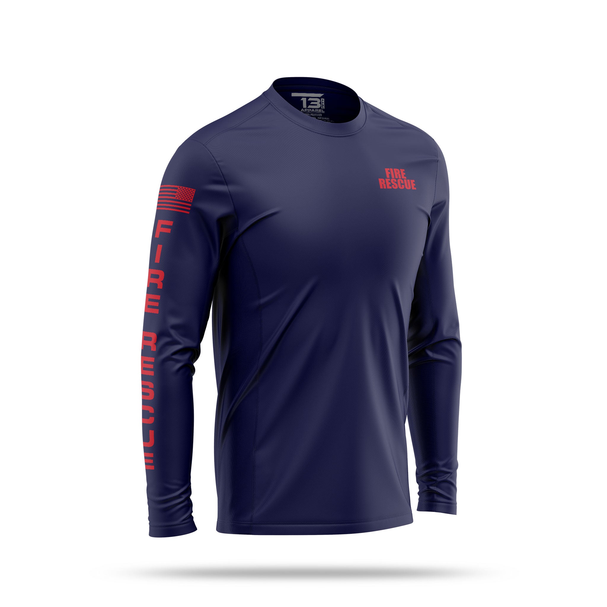[FIRE RESCUE] Men's Utility Long Sleeve [NVY/RED]-13 Fifty Apparel