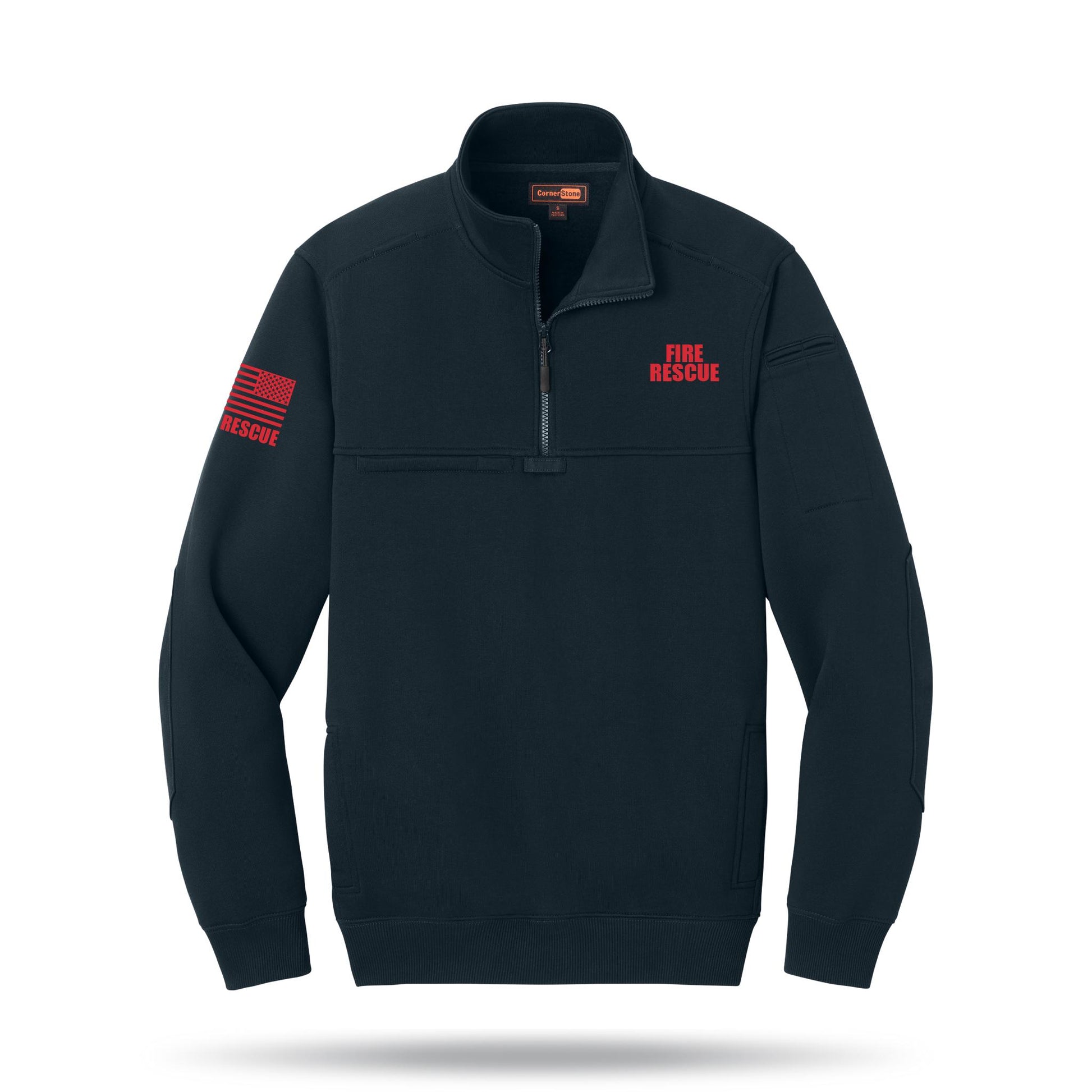 [FIRE RESCUE] Tough Fleece Quarter Zip [NVY/RED]-13 Fifty Apparel