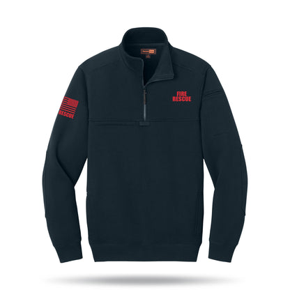 [FIRE RESCUE] Tough Fleece Quarter Zip [NVY/RED]-13 Fifty Apparel