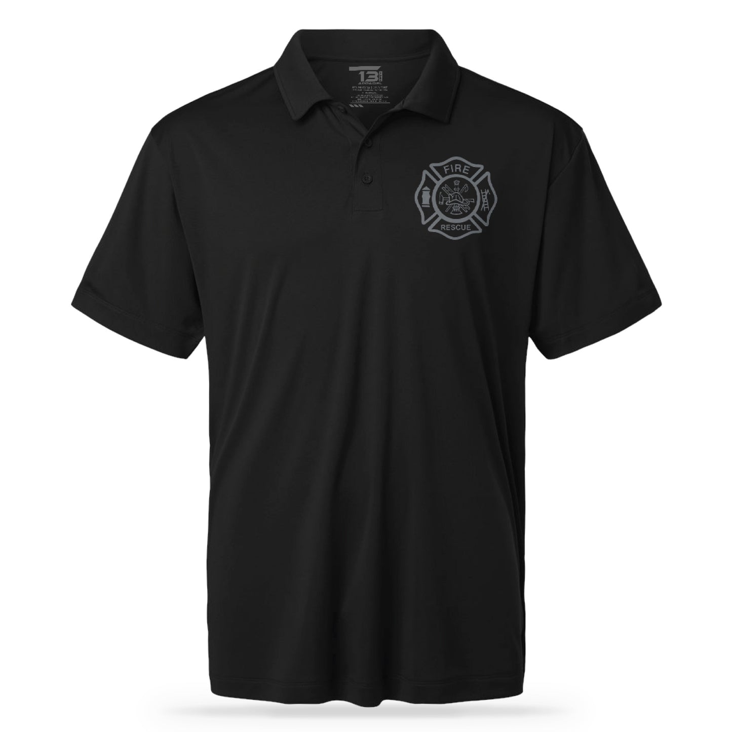FIRE RESCUE UTILITY POLO BLK/GRY-13 Fifty Apparel