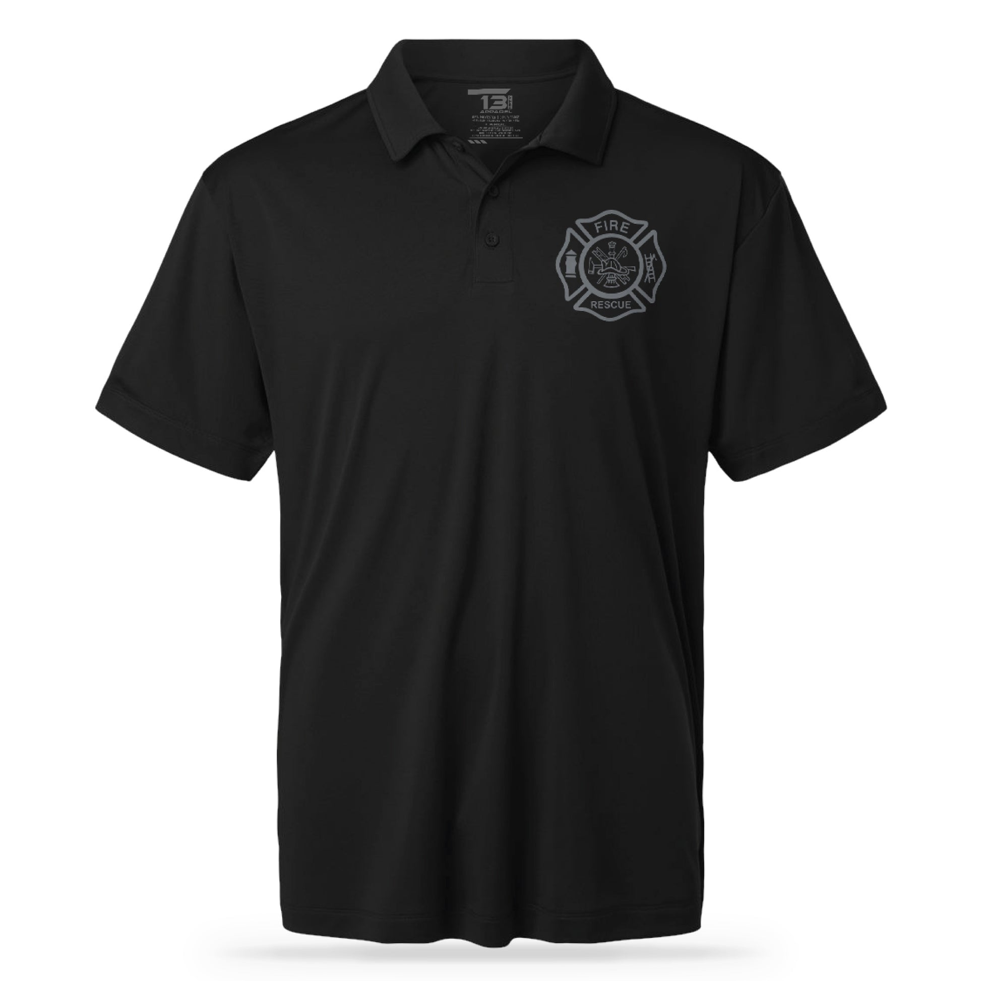 FIRE RESCUE UTILITY POLO BLK/GRY-13 Fifty Apparel