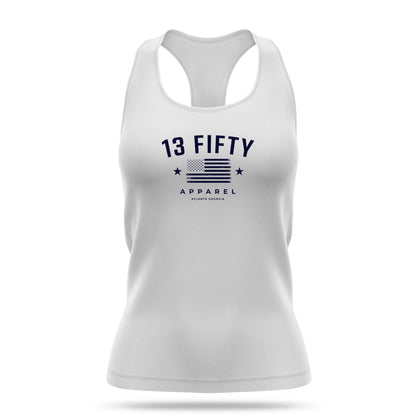 [FOUR OH FOUR] Women's Racerback Tank [WHT/NVY]-13 Fifty Apparel