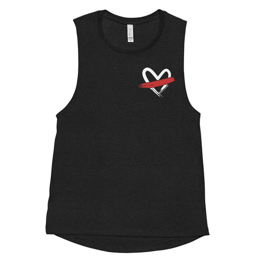 [GRATITUDE] Women's Crop Muscle Tank [RED LINE]-13 Fifty Apparel