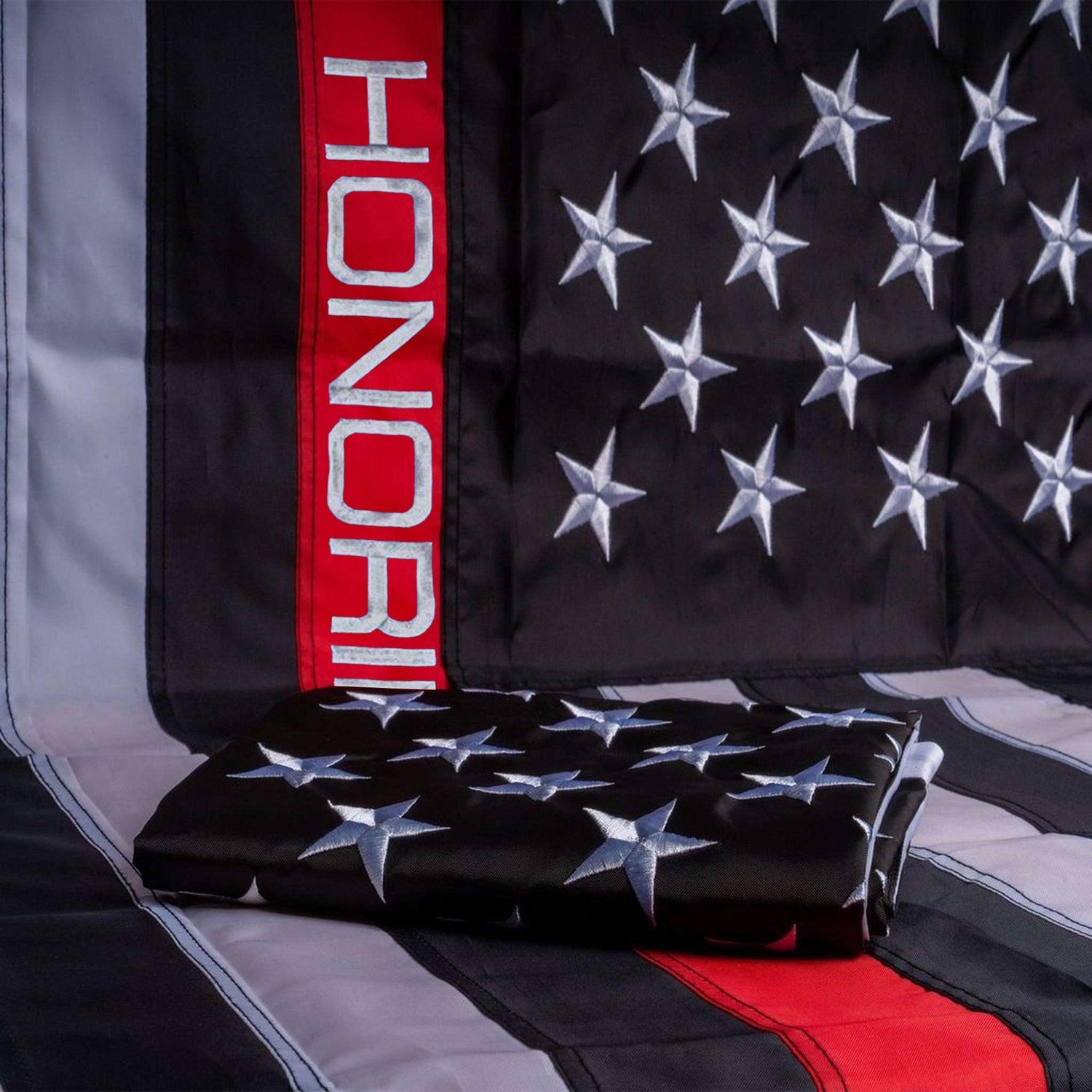 🎁 [HONORING THE FALLEN] Embroidered Flag [BLK/RED] (100% off)-13 Fifty Apparel