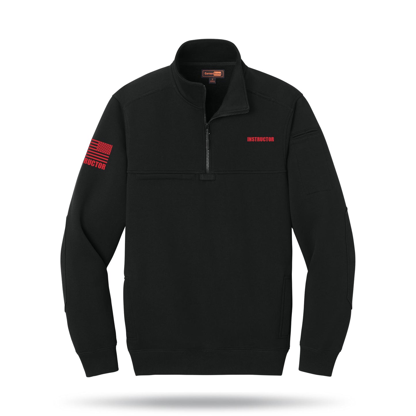 [INSTRUCTOR] Tough Fleece Quarter Zip [BLK/RED]-13 Fifty Apparel