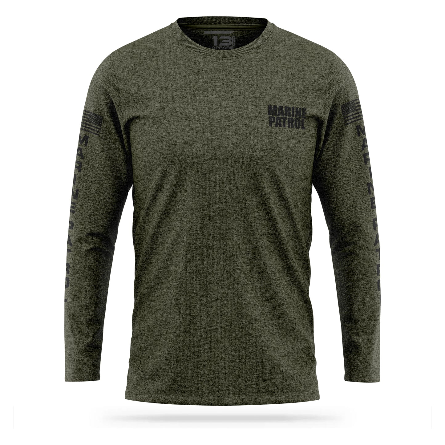[MARINE PATROL] Cotton Blend Long Sleeve [GRN/BLK]-13 Fifty Apparel