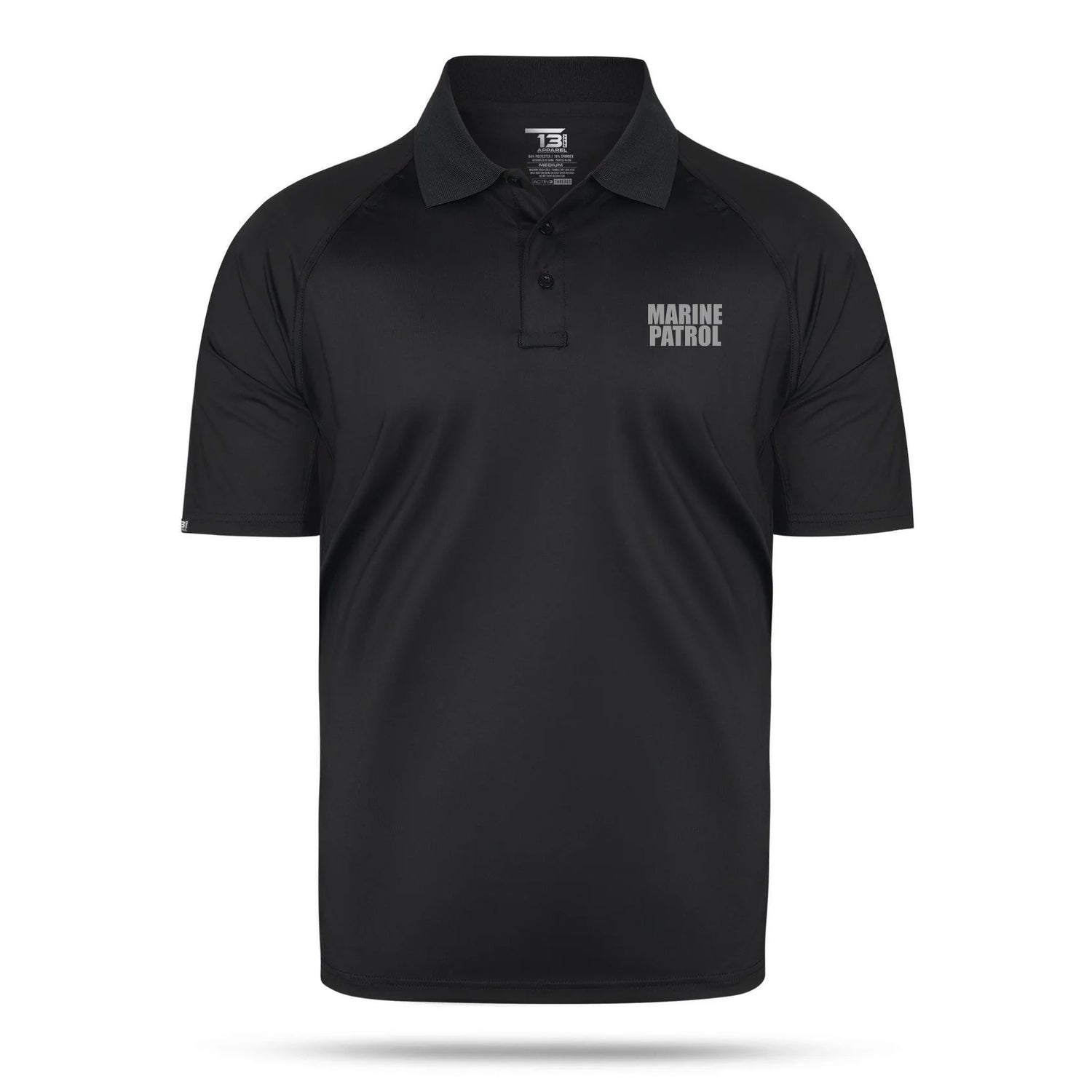 [MARINE PATROL] Men's Performance Polo [BLK/GRY]-13 Fifty Apparel