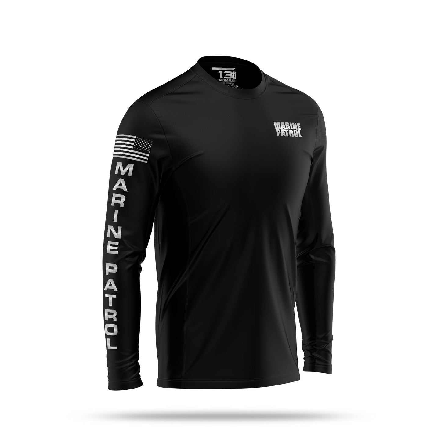 [MARINE PATROL] Reflective Men's Utility Long Sleeve [BLK/REF]-13 Fifty Apparel