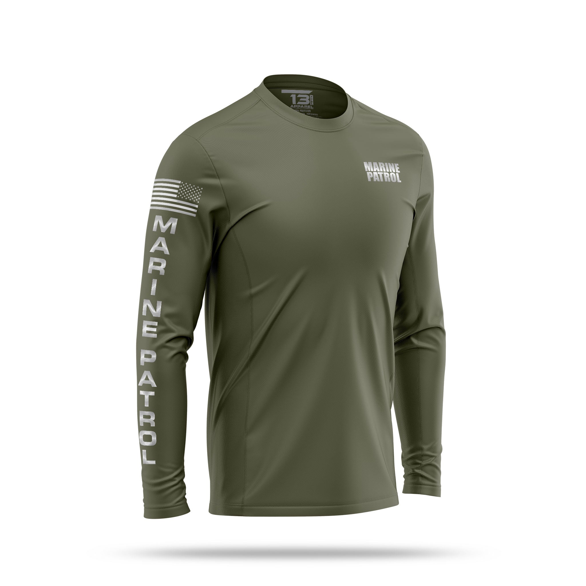[MARINE PATROL] Reflective Men's Utility Long Sleeve [GRN/REF]-13 Fifty Apparel