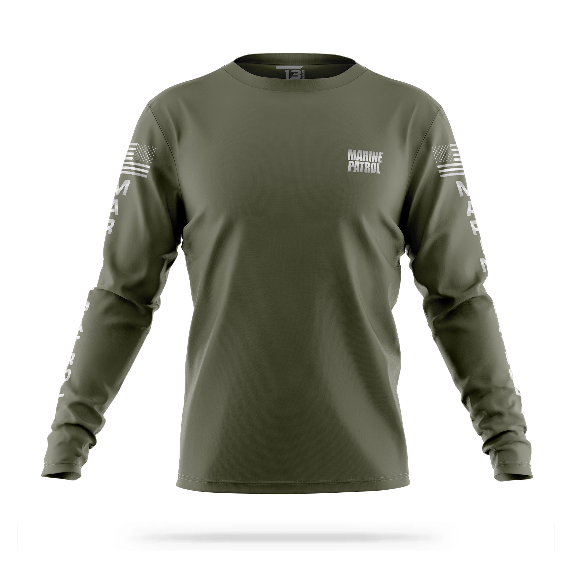 [MARINE PATROL] Reflective Men's Utility Long Sleeve [GRN/REF]-13 Fifty Apparel